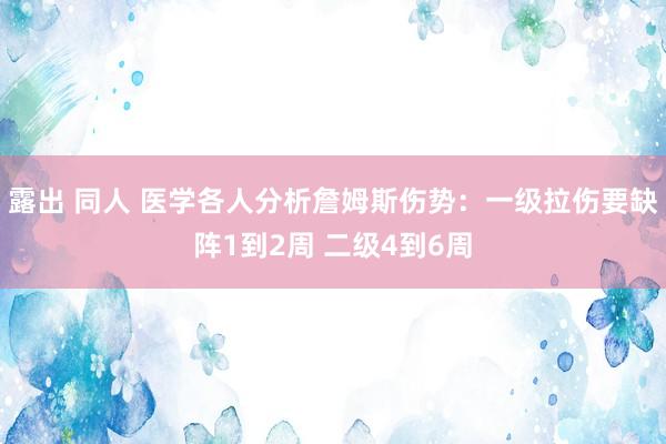 露出 同人 医学各人分析詹姆斯伤势：一级拉伤要缺阵1到2周 二级4到6周